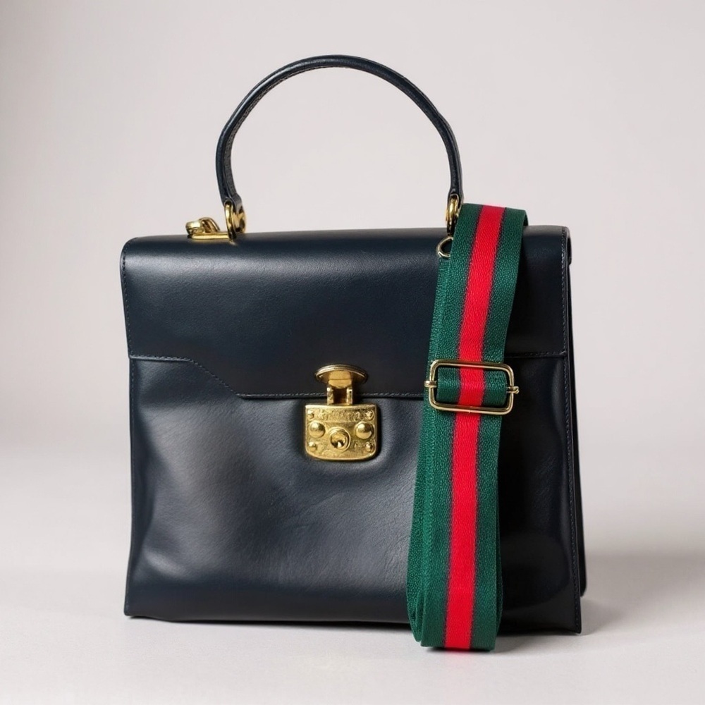 Gucci Parisian Trending Vintage Black Leather Crossbody Satchel Bag - Picture 2 of 15